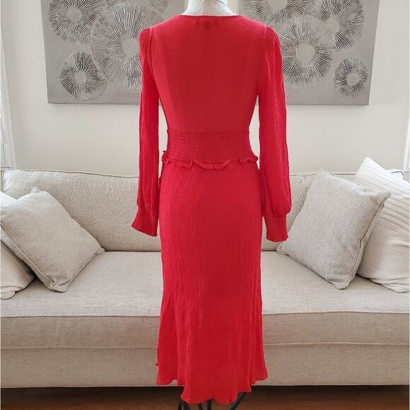 Lulus 'Go For It' Long Sleeve Midi Dress size XS in Red - Picture 9 of 14